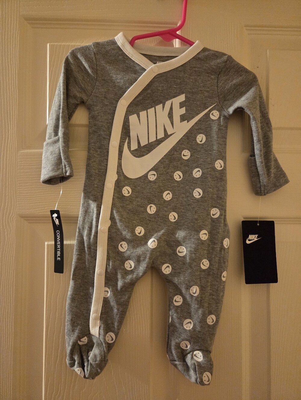 Nike Gray Baby One-Piece Footed Romper